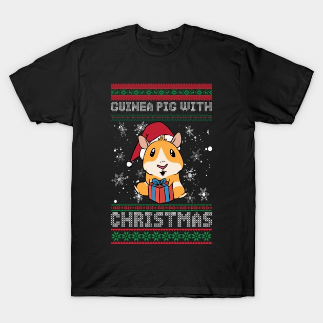 Ugly Christmas Guinea Pig present Funny Santa Pajama T-Shirt by reginaturner